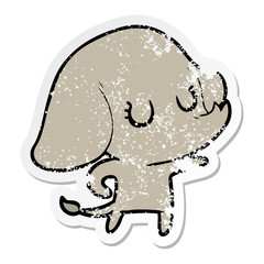 distressed sticker of a cute cartoon elephant