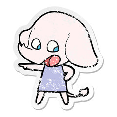 distressed sticker of a cute cartoon elephant
