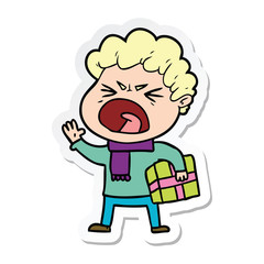 sticker of a cartoon furious man