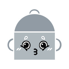 flat color retro cartoon cooking pot