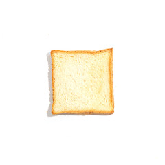 Sliced toast bread isolated on white background. Top view.