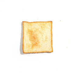 Sliced toast bread isolated on white background. Top view.