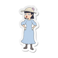 sticker of a cartoon woman in sensible dress