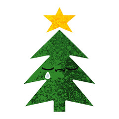 retro illustration style cartoon christmas tree