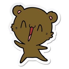 sticker of a happy bear cartoon
