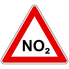 NO2  und Achtung Schild