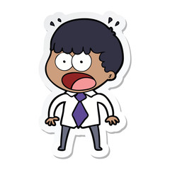 sticker of a cartoon shocked man in shirt and tie