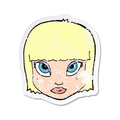 retro distressed sticker of a cartoon female face