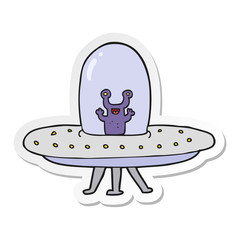 sticker of a cartoon flying saucer