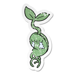 distressed sticker of a cartoon sprouting seedling
