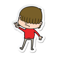 Obraz premium sticker of a cartoon boy with untidy hair