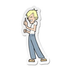 sticker of a cartoon angry man arguing