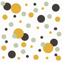 Vector abstact art. Texture made of colorful yellow, black, grey circles. Simple illustration template for invitations, cards, banner, textile, wrapping paper and other design. White background 
