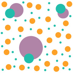 Vector abstact art. Texture made of colorful yellow, blue and purple spots, circles. Simple illustration template for invitations, cards, textile, wrapping paper, other design. White background 