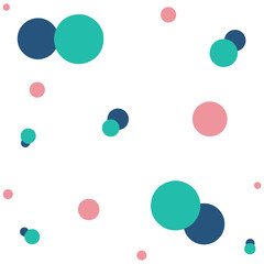Vector abstact art. Texture made of colorful pink, blue, turquiose circles. Simple illustration template for invitations, cards, banner, textile, wrapping paper and other design. White background 