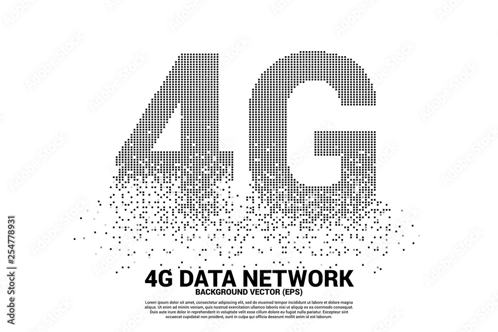 Poster 4G mobile networking from small square pixel. Concept for mobile sim card technology and network.