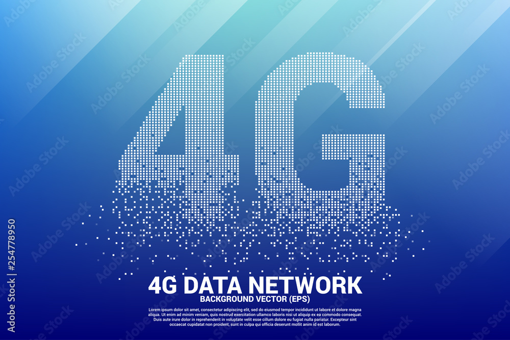 Aufkleber 4G mobile networking from small square pixel. Concept for mobile sim card technology and network.