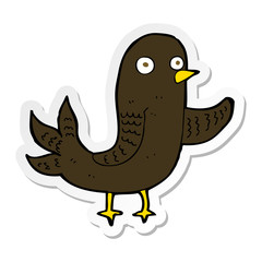 sticker of a cartoon waving bird