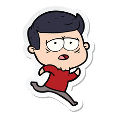 sticker of a cartoon tired man