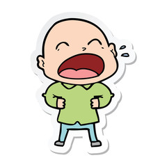 sticker of a cartoon shouting bald man
