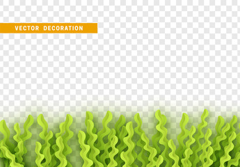 Green leaves art paper flat, with transparent background. Vector Illustration