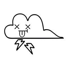 line drawing cartoon thunder cloud