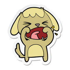 sticker of a cute cartoon dog barking