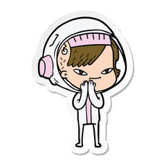 sticker of a cartoon astronaut woman