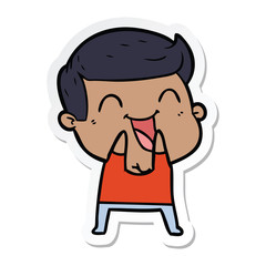 sticker of a cartoon man laughing