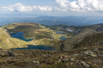 Amazing panoramic view of The Seven Rila Lakes, Rila Mountain, Bulgaria