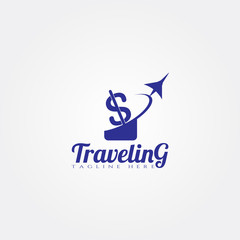 Travel agency icon template,suitcase, creative vector logo design, illustration element