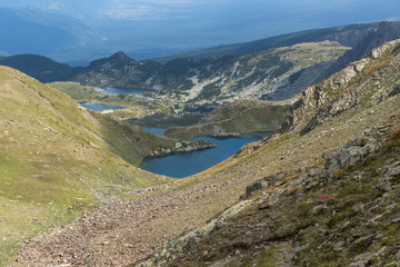 Amazing panoramic view of The Seven Rila Lakes, Rila Mountain, Bulgaria