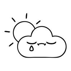 line drawing cartoon sunshine and cloud