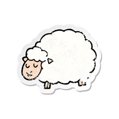 distressed sticker of a cartoon sheep