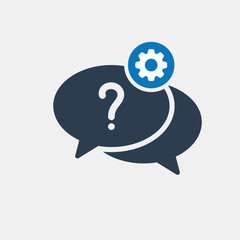 Question icon with settings sign. Question icon and customize, setup, manage, process symbol