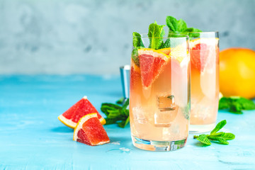 Grapefruit refreshing drink with ice