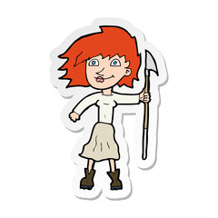 sticker of a cartoon woman with spear