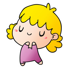 gradient cartoon of a cute kawaii girl