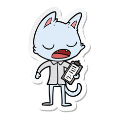 sticker of a talking cat boss