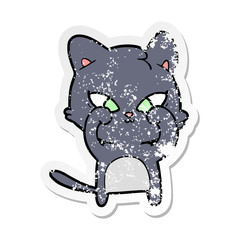 distressed sticker of a cute cartoon cat