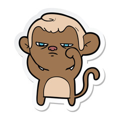 sticker of a cartoon annoyed monkey