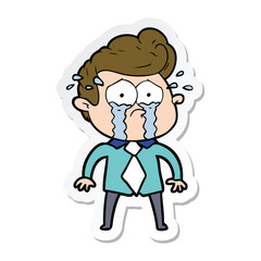 Obraz premium sticker of a cartoon crying man