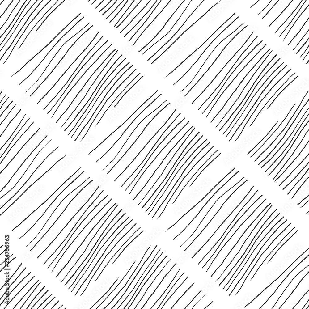 Wall mural Black and white lines seamless pattern hand drawn texture. - Wall murals