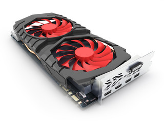 Video Graphic card GPU isolated on white background 3d render