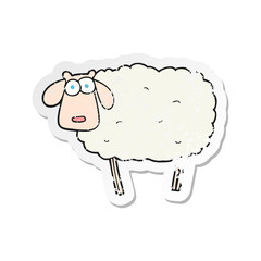 retro distressed sticker of a cartoon sheep