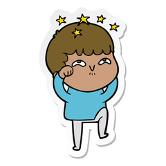 sticker of a cartoon amazed boy