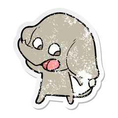 distressed sticker of a cute cartoon elephant