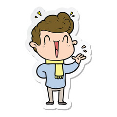 sticker of a cartoon excited man