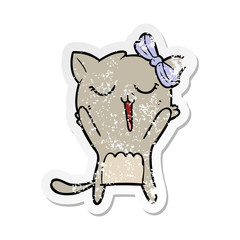 distressed sticker of a cartoon cat