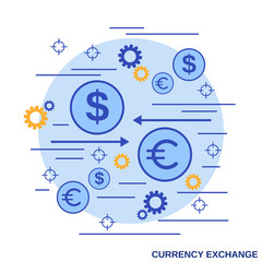 Currency exchange, money transfer, financial transaction flat design style vector concept illustration